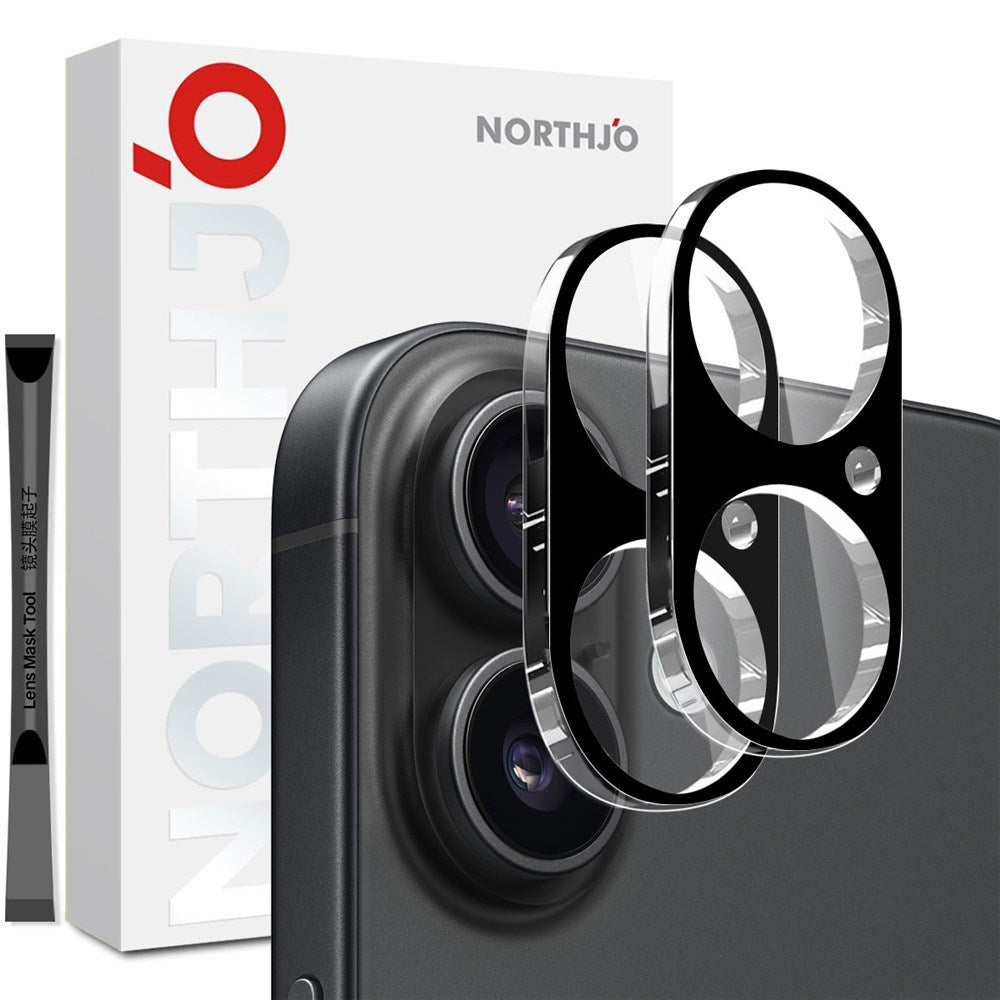 NORTHJO iPhone 17 Tempered Camera Lens Glass - Black - 2 Pcs.