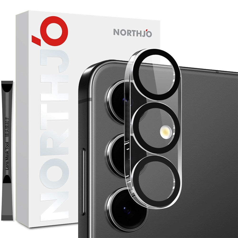NORTHJO Samsung Galaxy S25 FE Tempered Camera Lens Glass - Transparent / Black