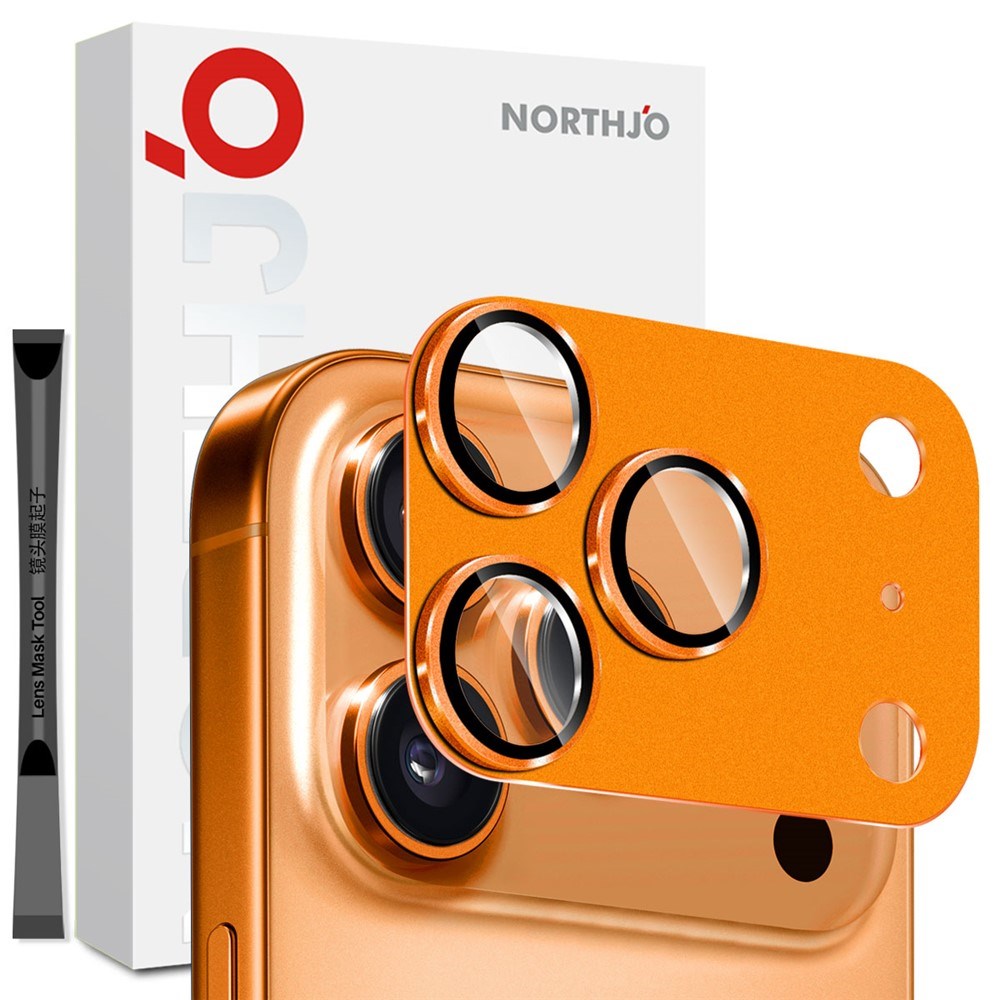 NORTHJO iPhone 17 Pro Max Camera Lens Protector - Matte Metal & Glass - Orange