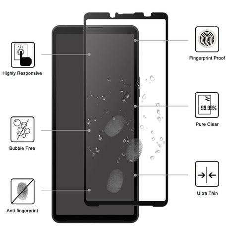 Sony Xperia 10 VIII / 10 VII Tempered Glass Screen Protector - Transparent / Black Edge