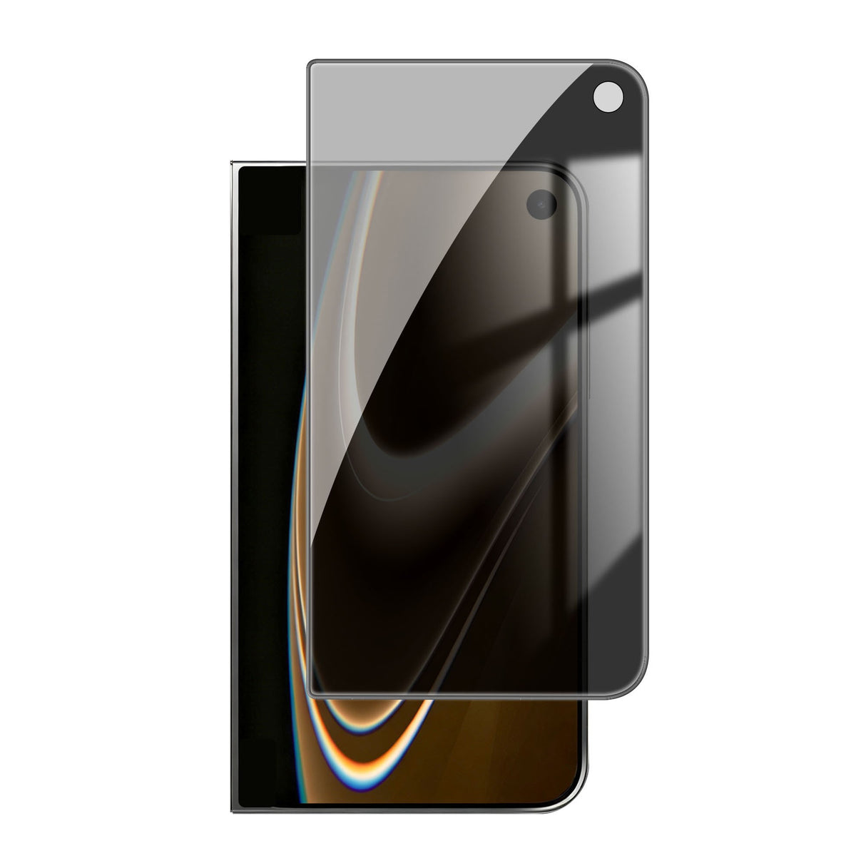 iPhone Fold Screen Protector in Aluminium-Silicon Glass - Privacy Function - Transparent / Black Edge