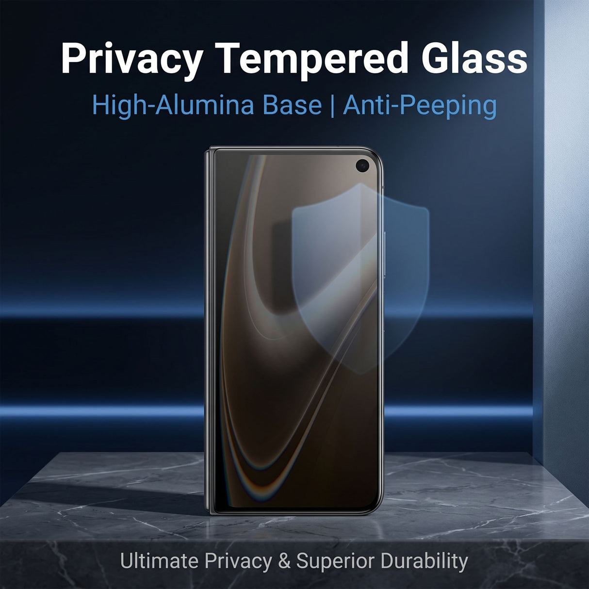 iPhone Fold Screen Protector in Aluminium-Silicon Glass - Privacy Function - Transparent / Black Edge