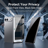 iPhone Fold Screen Protector in Aluminium-Silicon Glass - Privacy Function - Transparent / Black Edge
