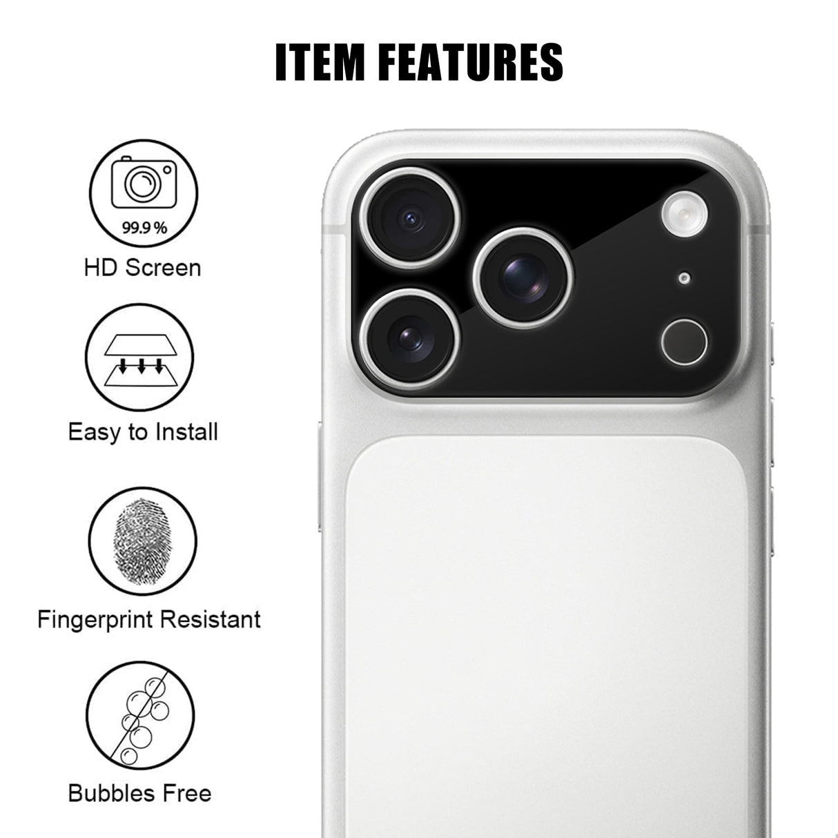 iPhone 18 Pro Max Tempered Camera Lens Protection Glass - Black