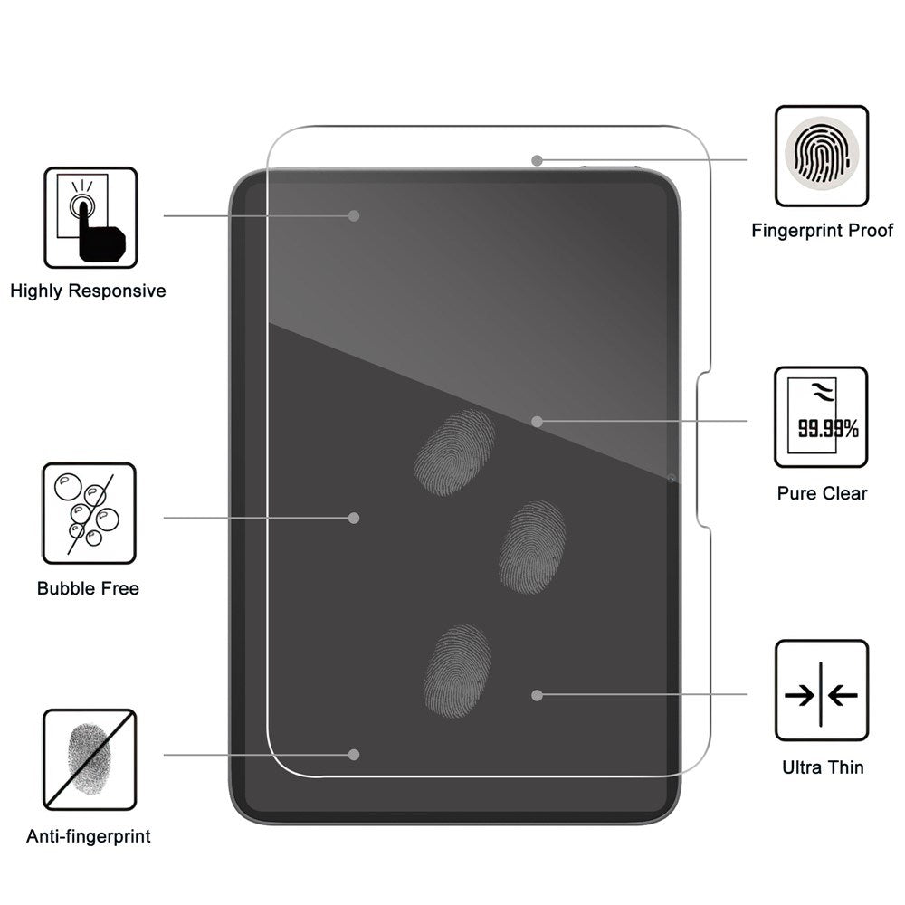 iPad Mini (2026) 8th Gen. Full Fit Tempered Glass Screen Protector - Transparent