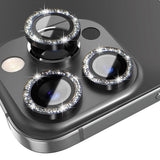 iPhone 13 Pro / 13 Pro Max Camera Glass Protection w. Rhinestone - Black