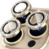 Camera Lens Protection w. Rhinestone for iPhone 15 Pro / 15 Pro Max - Gold