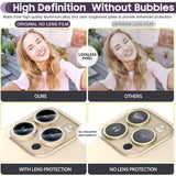 Camera Lens Protection w. Rhinestone for iPhone 15 Pro / 15 Pro Max - Gold