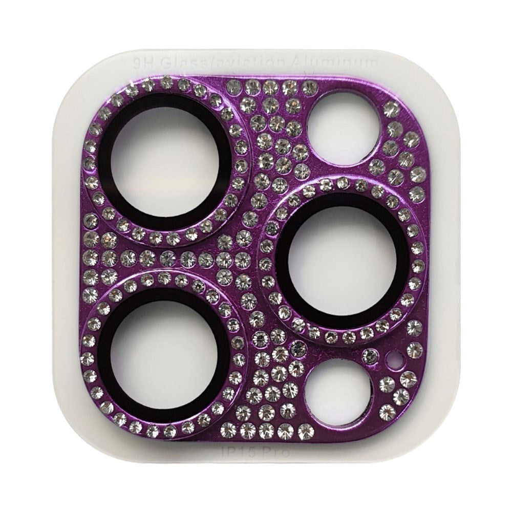 iPhone 15 Pro / 15 Pro Max Camera Lens Protection w. Rhinestone - Purple