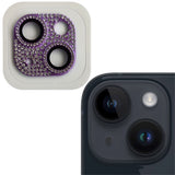 iPhone 15 / 15 Plus Camera Lens Protection w. Rhinestone - Purple