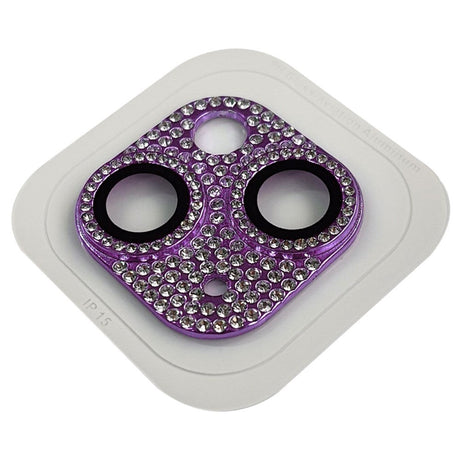 iPhone 15 / 15 Plus Camera Lens Protection w. Rhinestone - Purple