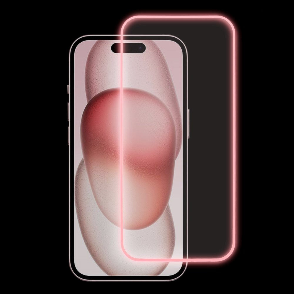 iPhone 15 Pro Max Glass Screen Protector - Luminous Pink Edge