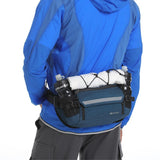 Nylon Belt Bag with Storage Pockets - Blue
