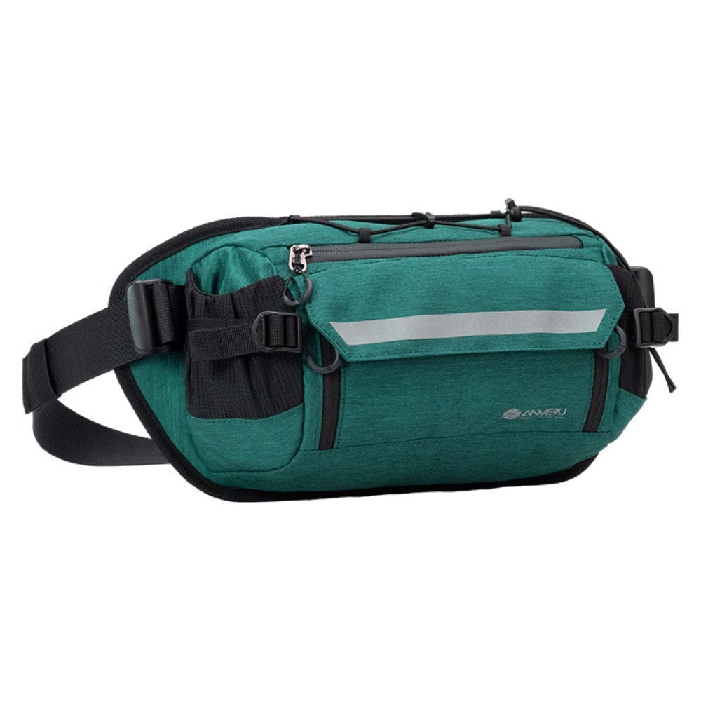 Nylon Belt Bag with Storage Pockets - Green