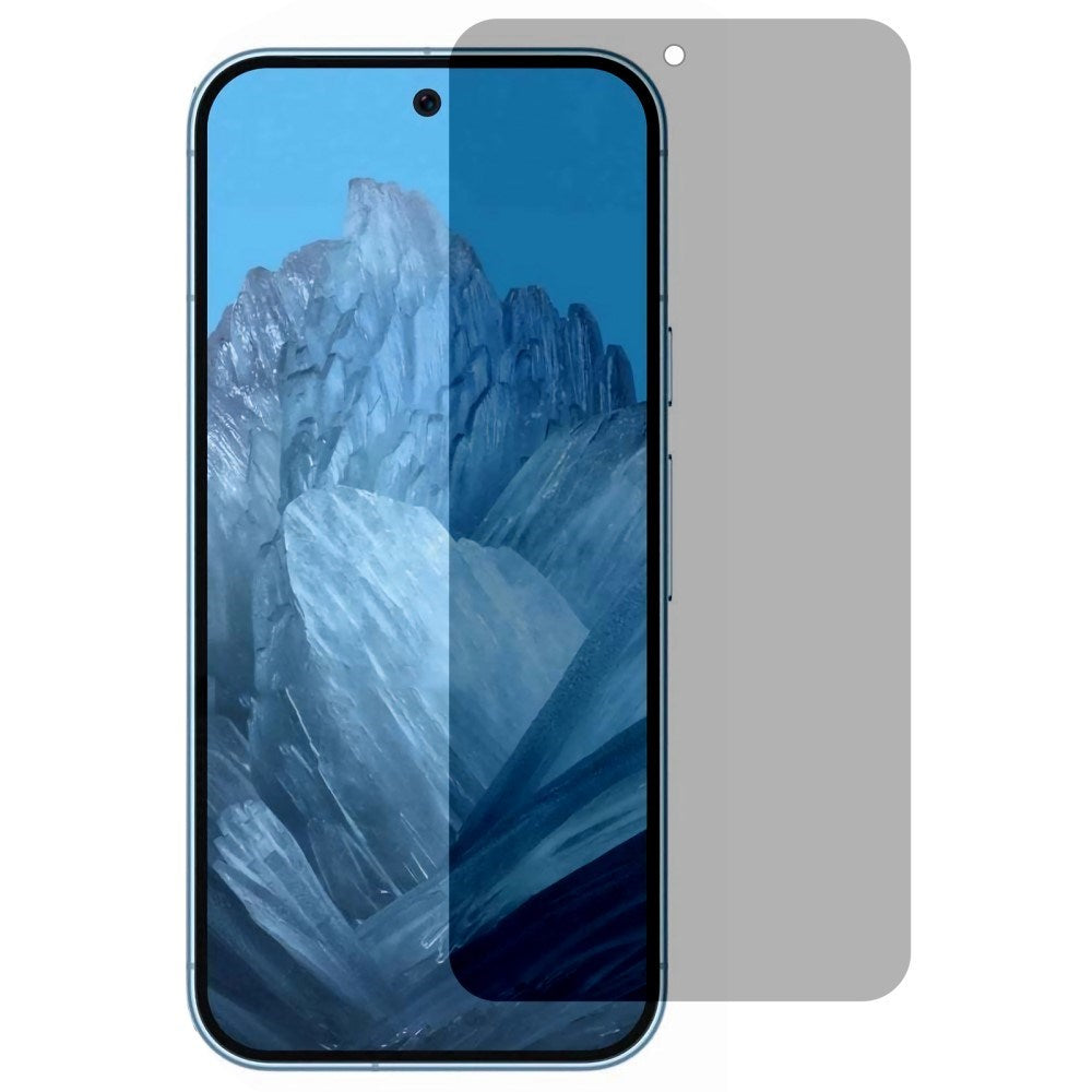 Google Pixel 9 Pro Tempered Glass Screen Protector w. Privacy - Full Fit - Transparent / Black