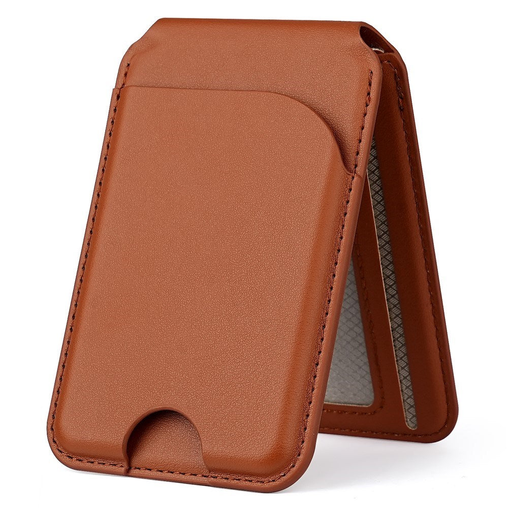 EIDERWOOD Magnetic Card Holder for 3 Cards with Stand Function - MagSafe Compatible - Brown