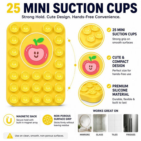 Silicone Suction Cup Phone Holder with Apple - MagSafe Compatible - Yellow