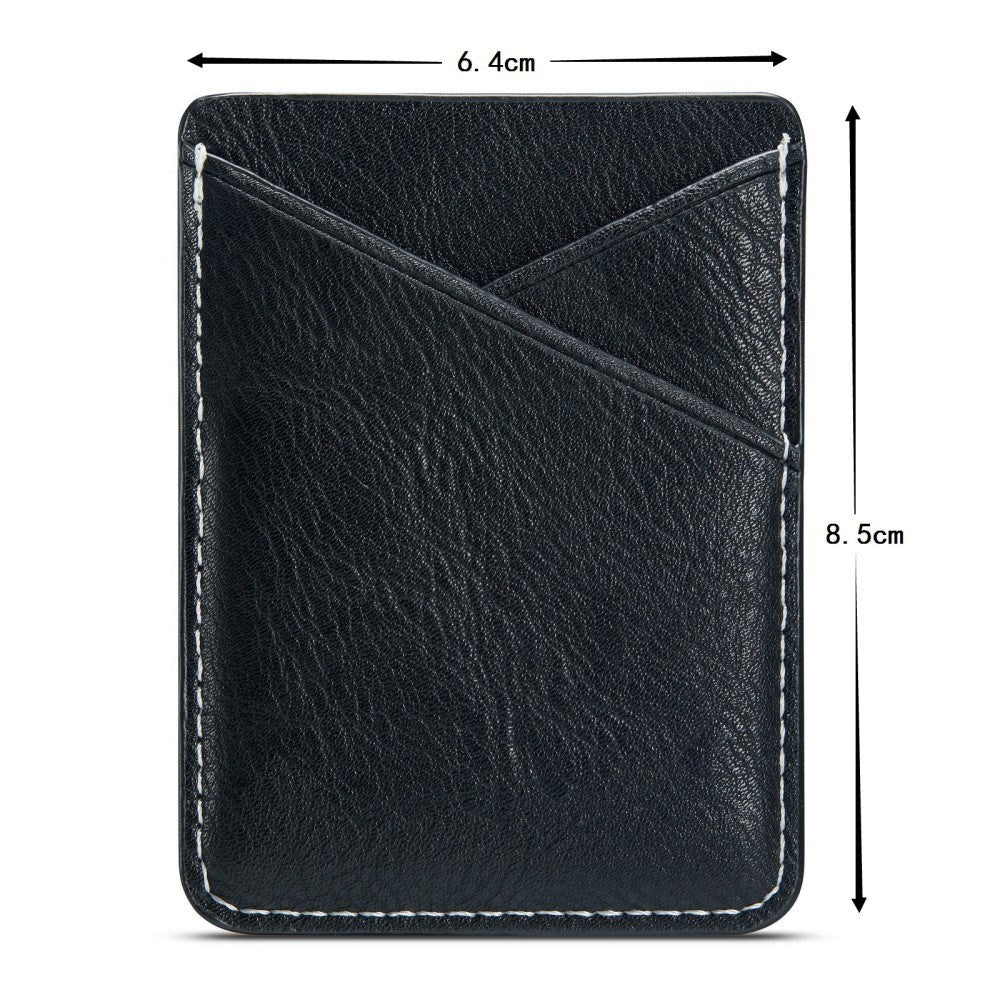 Leather Back Card Holder Stick-on - Black