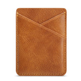 Leather Back Card Holder Stick-on - Brown