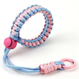 Adjustable Wrist Strap for Mobile - Braided Polyester - Light Blue / Pink