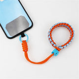 Adjustable Wrist Strap for Mobile - Braided Polyester - Light Blue / Pink