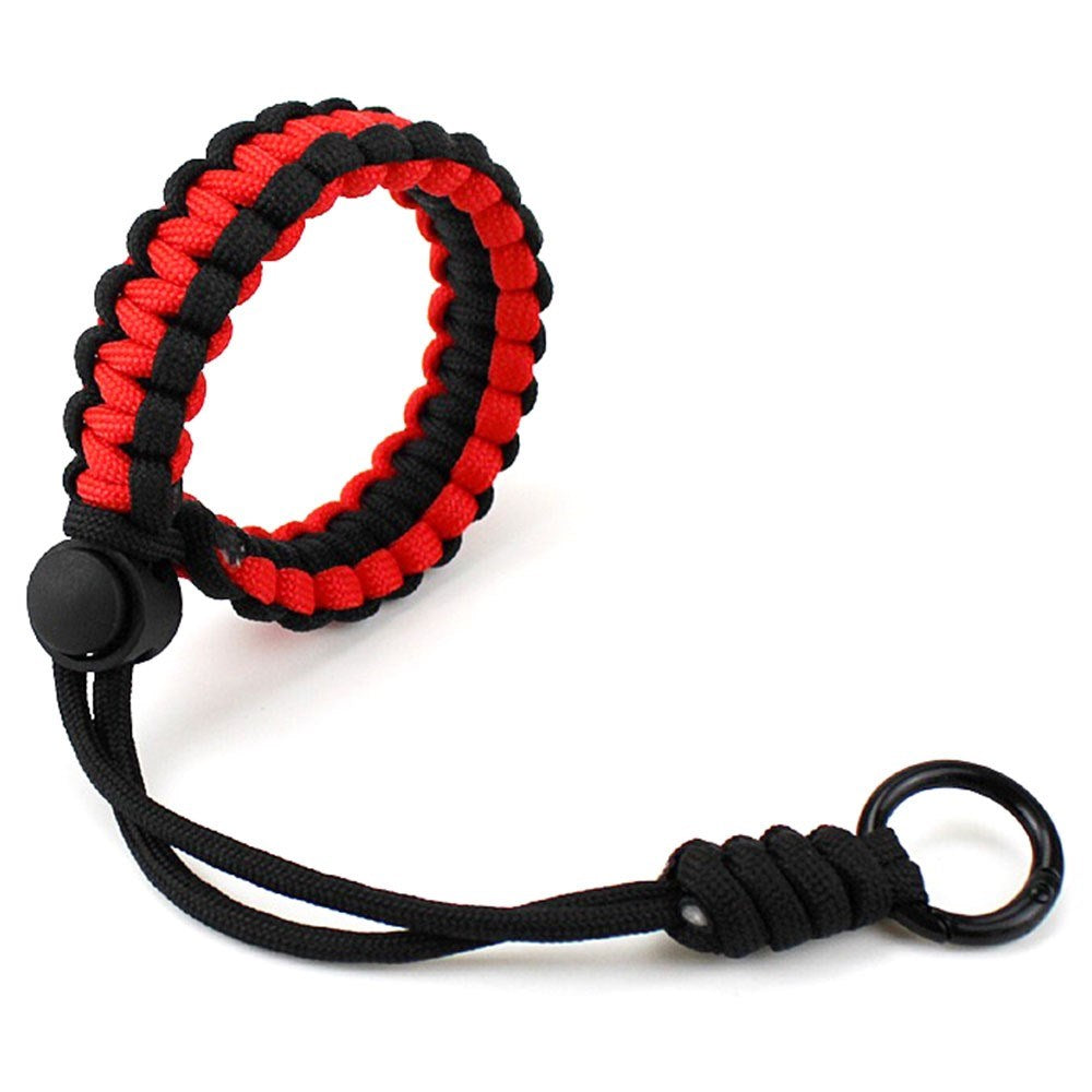 Adjustable Wrist Strap for Mobile - Braided Polyester - Black / Red