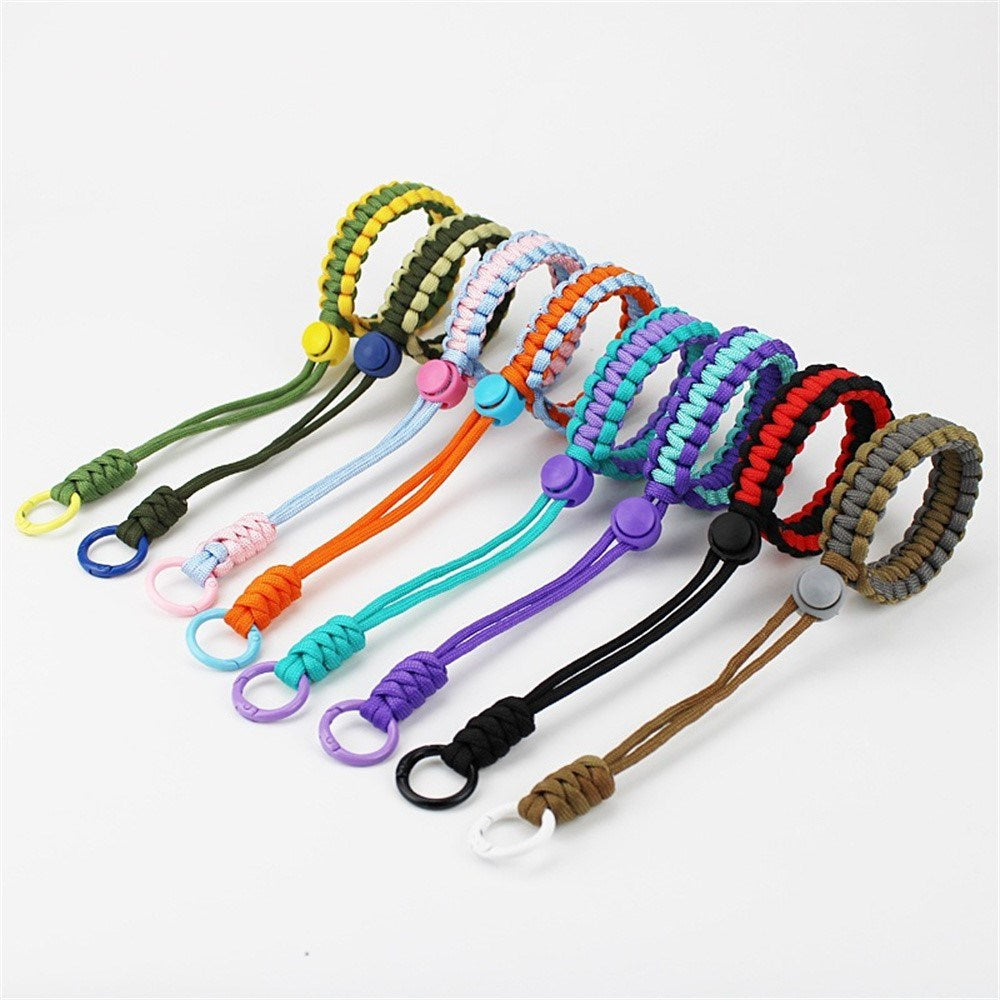 Adjustable Wrist Strap for Mobile - Braided Polyester - Black / Red
