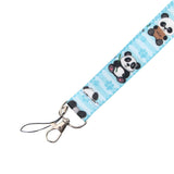 Key Hanger with strap and Carabiner Lock - Cute Pandas - Blue