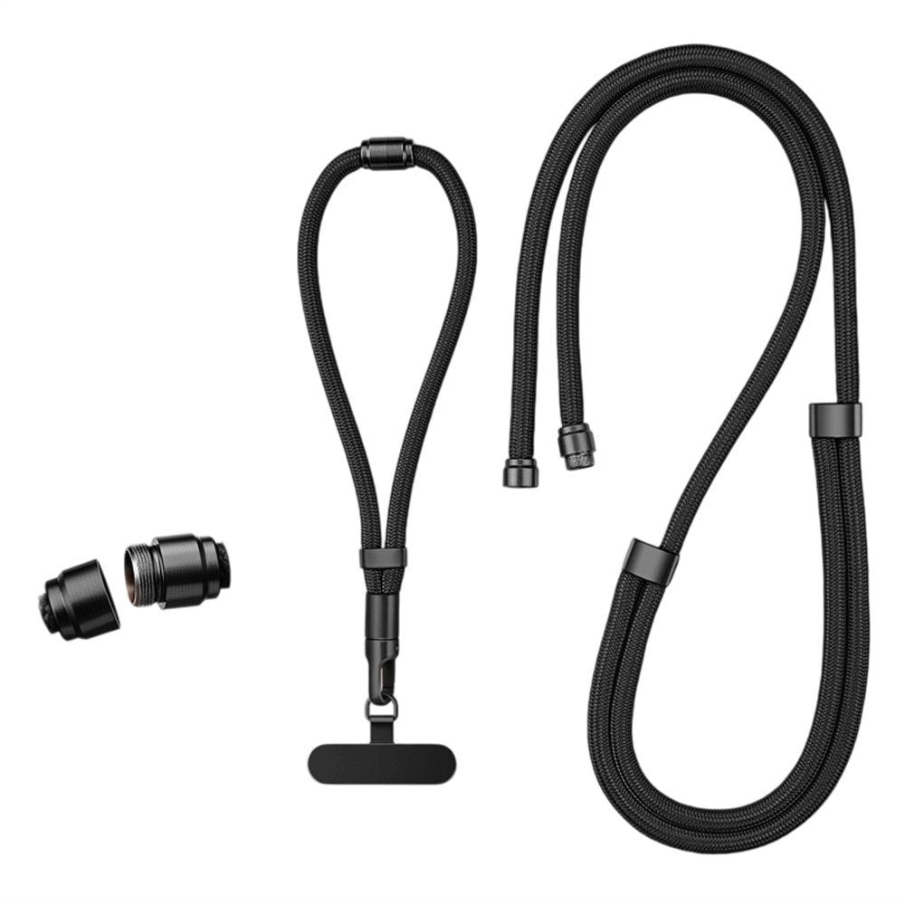 3-in-1 Nylon Phone Strap - 150cm / 50cm - Black