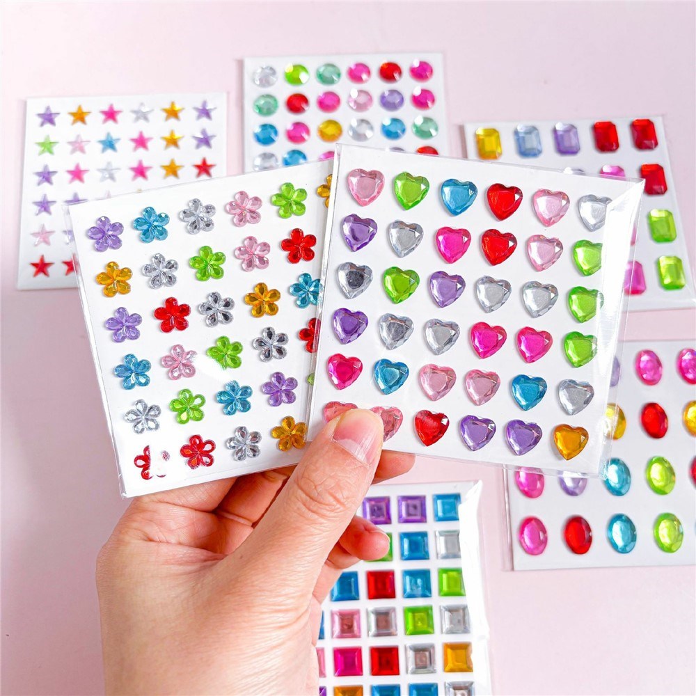 Multicolor Self-Adhesive Crystal 3D Stickers - 36 pcs - Stars