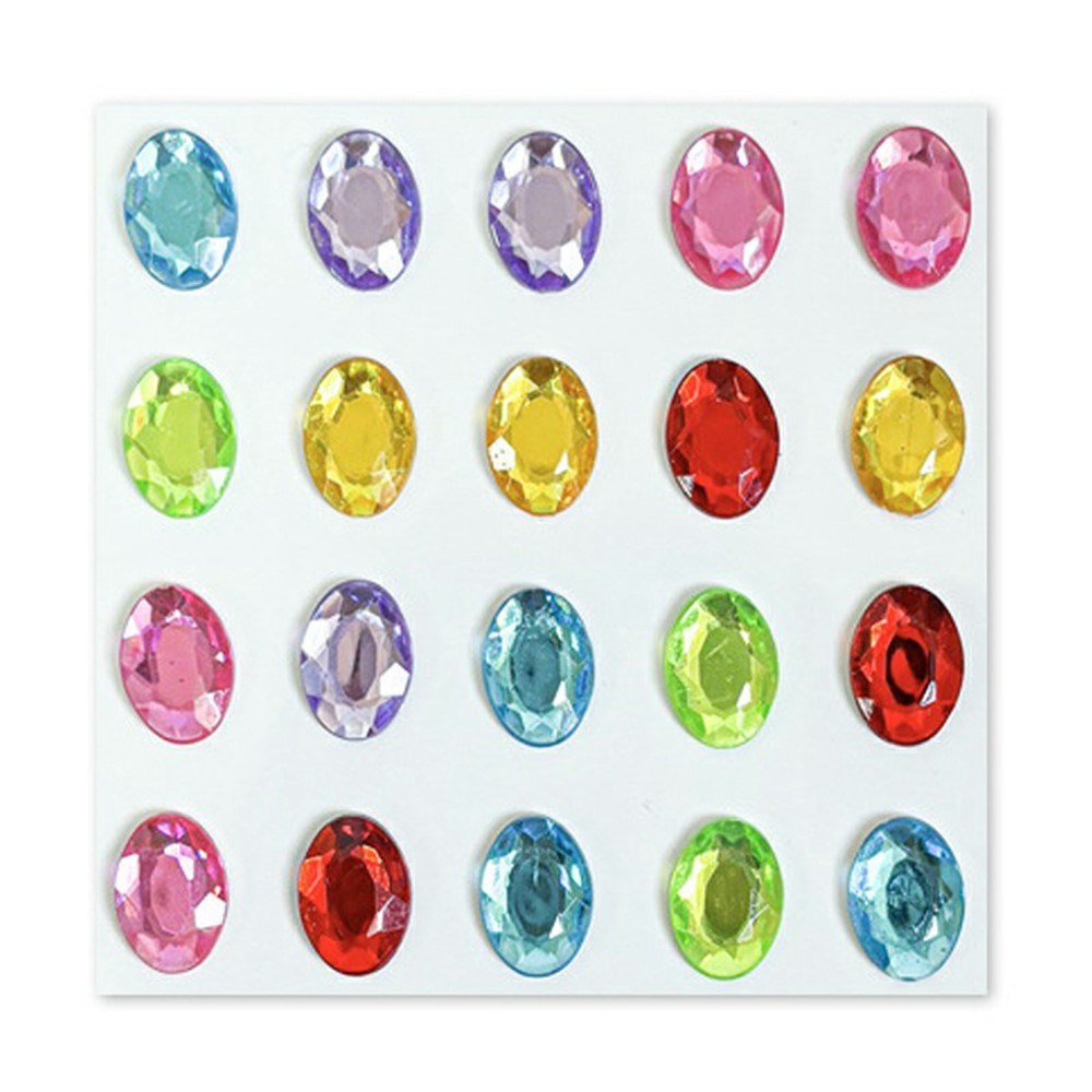 Multicolor Self-Adhesive Crystal 3D Stickers - 20 pcs - Oval