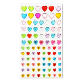 Multicolor Self-Adhesive Crystal 3D Stickers - 88 pcs - Hearts