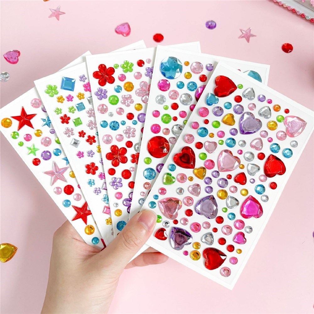 Multicolor Self-Adhesive Crystal 3D Stickers - 88 pcs - Stars