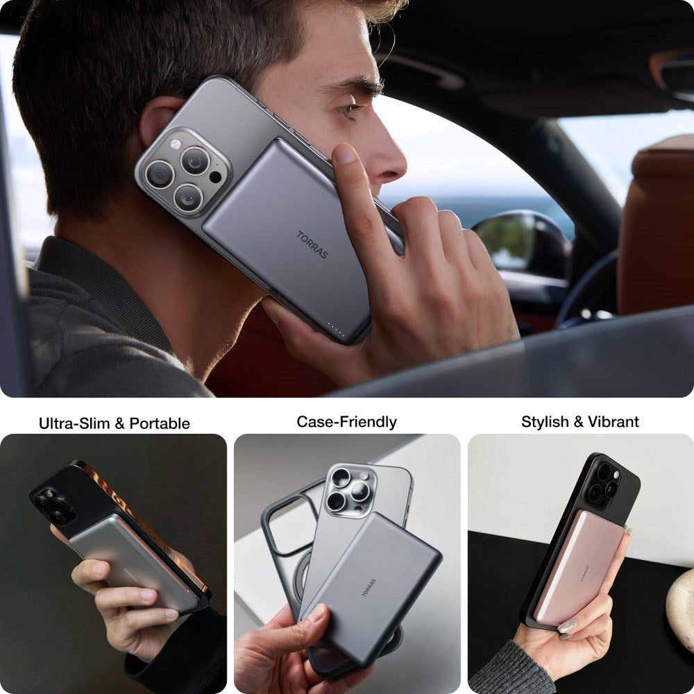 TORRAS MiniMag Power Bank 5,000 mAh - Magnetic - Grey