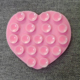 Heart-Shaped Silicone Suction Cup Phone Holder - Pink