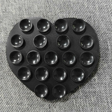 Heart-Shaped Silicone Suction Cup Phone Holder - Black