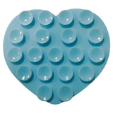 Heart-Shaped Silicone Suction Cup Phone Holder - Light Blue