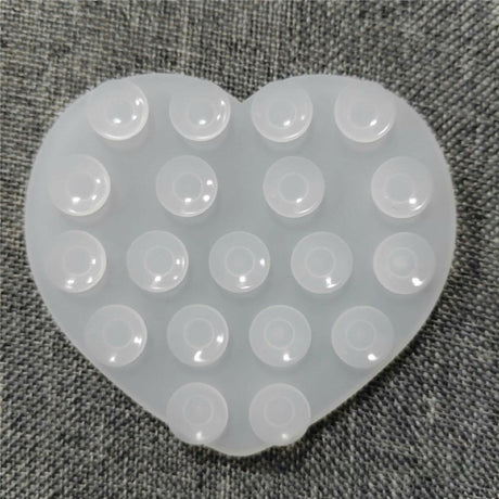 Heart-Shaped Silicone Suction Cup Phone Holder - Transparent