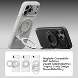 AULUMU 2-in-1 Magnetic Finger Ring / Mobile Stand - 360° Rotatable - MagSafe Compatible - Silver