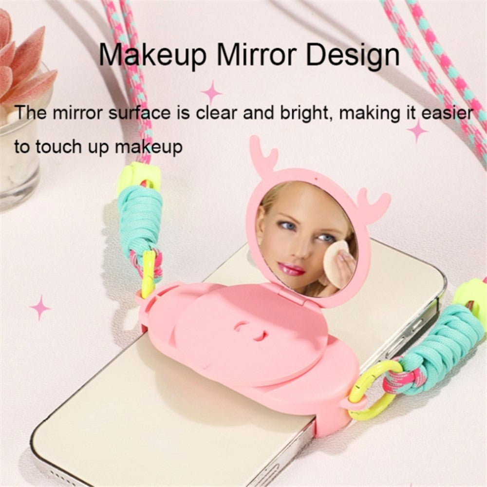 Strap for Smartphone with Make-up Mirror - Pink