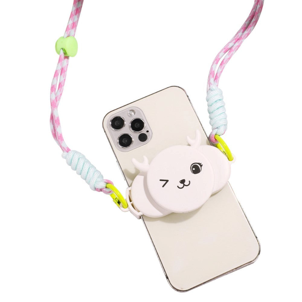 Strap for Smartphone with Make-up Mirror - White