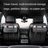 Faux Leather Back Seat Organizer w. Smartphone Holder & Storage - Black