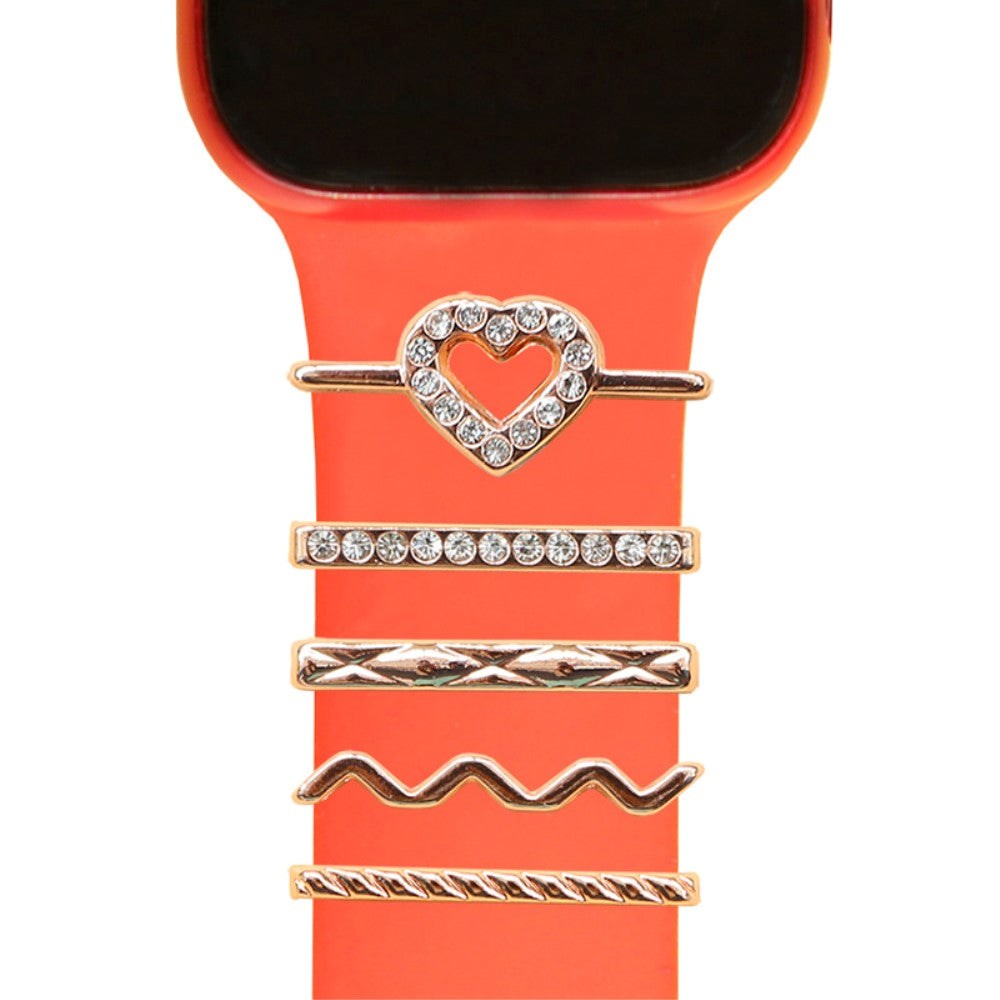 Pendant for Smartwatch Strap - 5 Pcs - Rhinestone Heart
