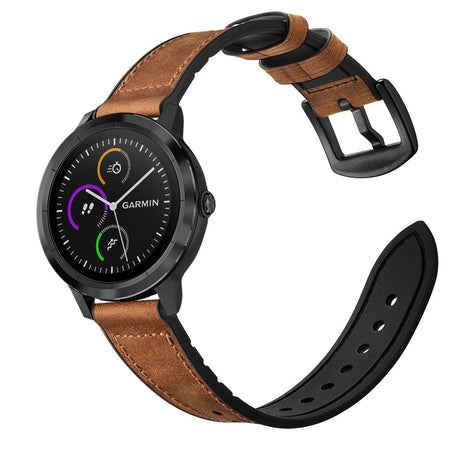 Smartwatch Leather Coated Silicone Strap (20mm QuickFit) - Brown