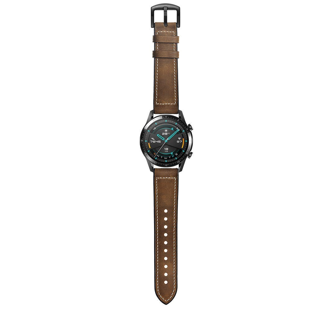 Smartwatch Universal (22mm) Leather Strap - Dark Brown / Black