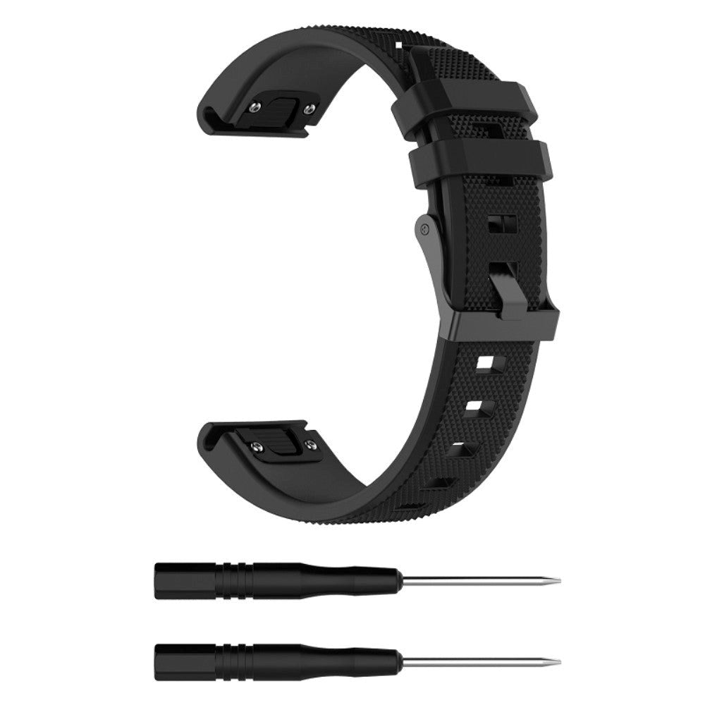 Universal Garmin Grooved Silicone 22mm QuickFit Strap - Black