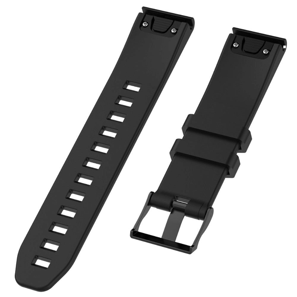 Universal Garmin Grooved Silicone 22mm QuickFit Strap - Black