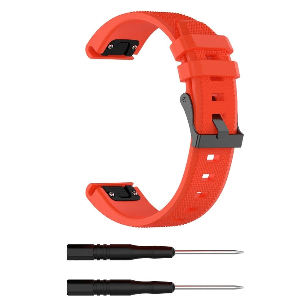 Universal Garmin Grooved Silicone 22mm QuickFit Strap - Orange