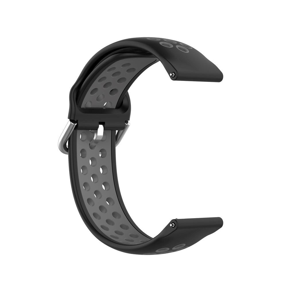 Smartwatch w. holes Silicone Strap (20mm) - Black/Grey