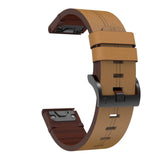 Universal Garmin 22mm QuickFit Leather Strap - Brown